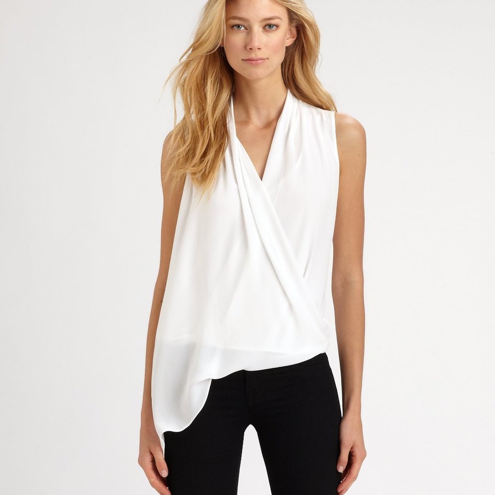 BCBG Cecil Drape Top Size Small White